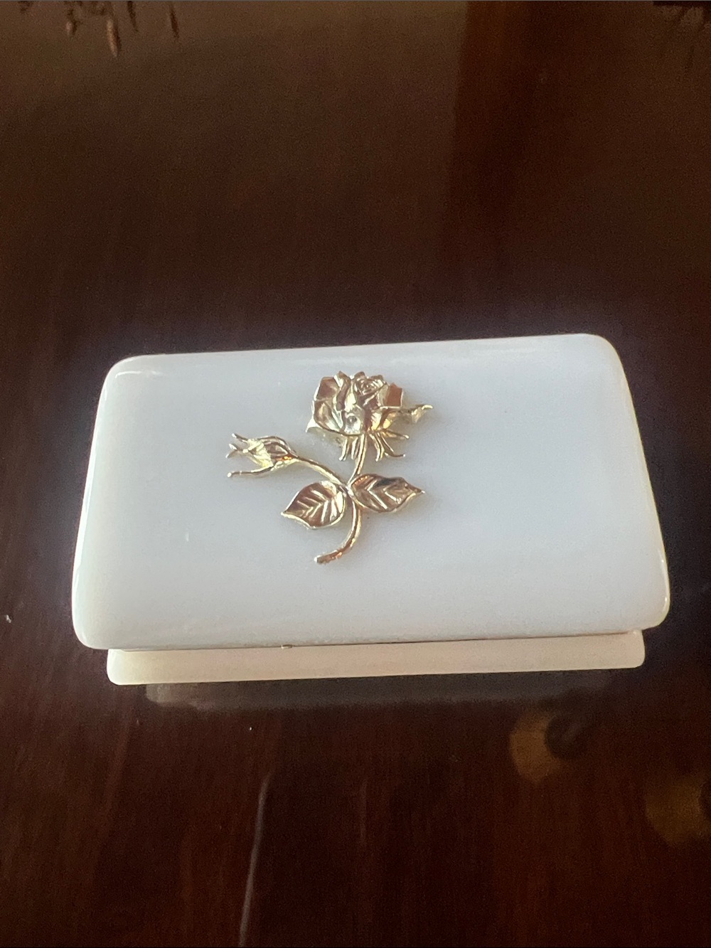 Gold Rose Accent White Jewelry Box - Women Jewelry